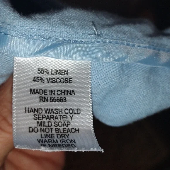 Light Blue H Halston Linen Blend Blazer with Ruffled Sleeves M - Picture 5 of 6